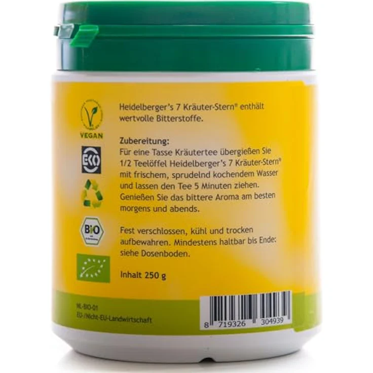 Heidelberger's BIO 7 Kräuter Stern Tee, 250 g zur Zubereitung eines Kräutertees – Bild 2