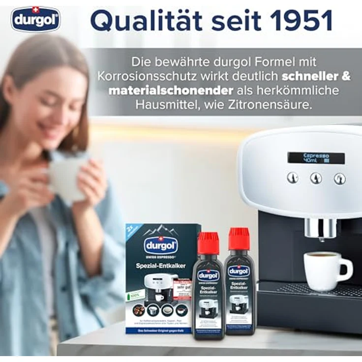 Durgol swiss espresso Spezial-Entkalker für Kaffeemaschinen, 4x125ml, effektive Kalkentfernung ohne Rückstände, für alle Modelle geeignet, schnelle Anwendung – Bild 5