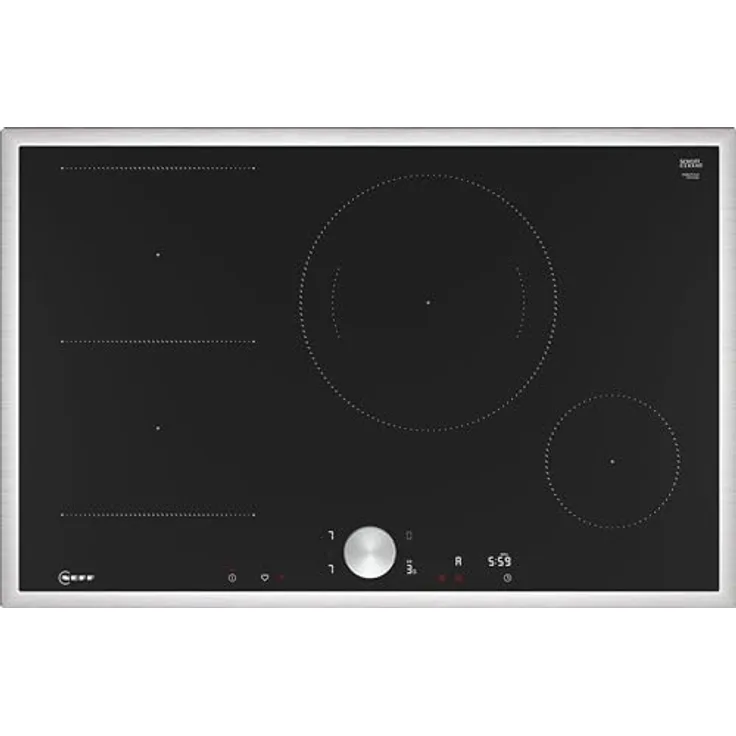 Neff, T58STS1L0, Autarkes Induktionskochfeld mit Twist Pad Steuerung, N90, Breite 80 cm, Schwarz, mit Rahmen aufliegend