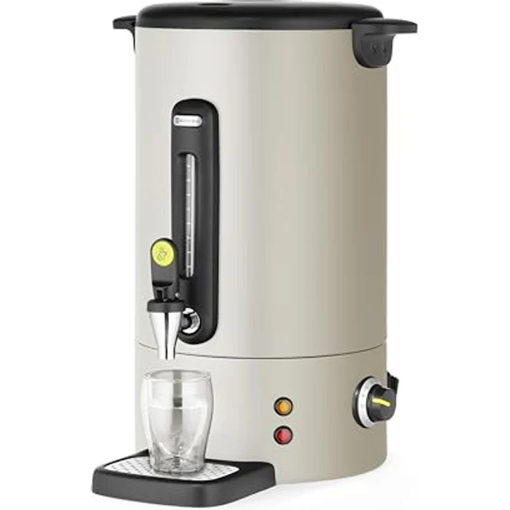 HENDI Heißgetränkekessel UNIQ, 16L, cremeweiß, designed by Robert Bronwasser, temperaturregelbar 30-100°C, 220-240V/1650W, tropffreier Wasserhahn, magnetisch befestigte Tropfschale – Bild 2