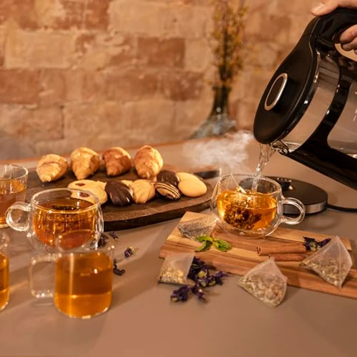 Cecotec Thermosense 330 Glassy, Elektrischer Wasserkocher aus Borosilikatglas, 1,7L, 2200W, 360°-Basis, Antikalk-Filter, Kabelloser Behälter, Leuchtanzeige – Bild 5