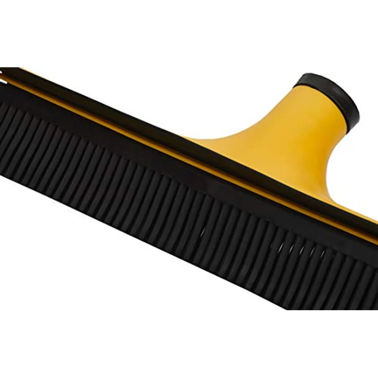 V7 Universal-Kehrbesen, V-Besen mit V-förmigen Borsten, Teleskop-Stiel und Gummilippe zum mühelosen Entfernen von Tier-, Haaren, Staub, Schmutz, Wasser, gelb – Bild 2
