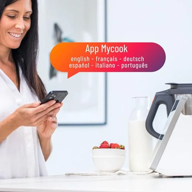 Taurus Mycook Next Küchenmaschine mit WiFi, 2000 W, 3,75 l, XXL-Display, Sprachkocher, bis zu 140 Grad, Induktion, Multifunktions-App, MyCook, Konnektivität mit Ihrem Smartphone, Zubehör Set – Bild 4