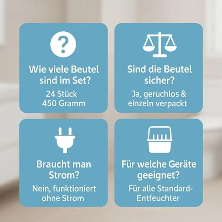 Thats Shopping GmbH 24x Luftentfeuchter Granulat 450g, MEGAPACK Nachfüllpack für alle Raumentfeuchter, salzbasierte Technologie, ideal gegen Feuchtigkeit und Schimmel – Bild 9