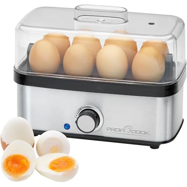 ProfiCook® Eierkocher für bis zu 8 Eier | Egg Cooker mit Omelett-/Pochier-Funktion | Egg Boiler mit Ei-Halter & Messbecher mit Ei-Picker | Eierkocher 8 Eier mit Kontrollleuchte & Summer | PC-EK 1275 – Bild 1