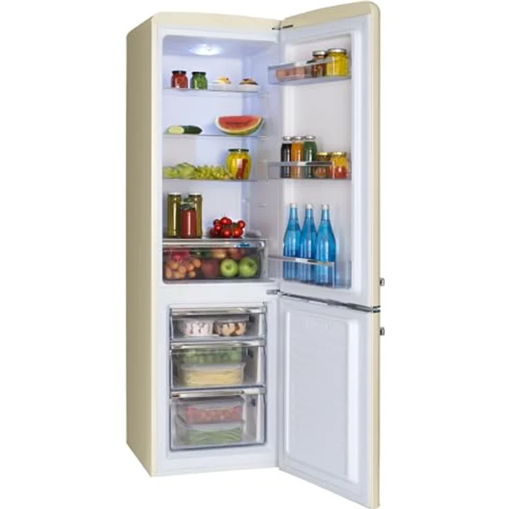 Amica Retro Kühl-Gefrierkombination 244 L EEK D freistehend 55cm breit (Beige) – Bild 4