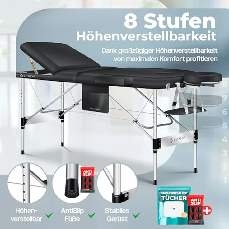 KESSER Massageliege, Mobile & höhenverstellbare 3 Zonen Massagebett, Wasser- und Ölresistent – Bild 2