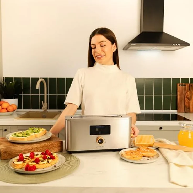 Cecotec Vertikaler Toaster Touch&Toast Extra, 1000 W, Edelstahl-Finish, extra breiter Schlitz 3,5 cm – Bild 4