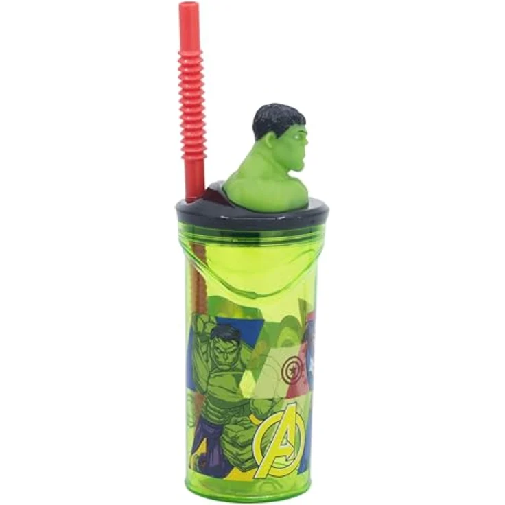 Captain Marvel Hulk Trinkbecher 3D Kinderbecher mit Strohhalm, 360 ml, robust und leicht zu reinigen – Bild 3