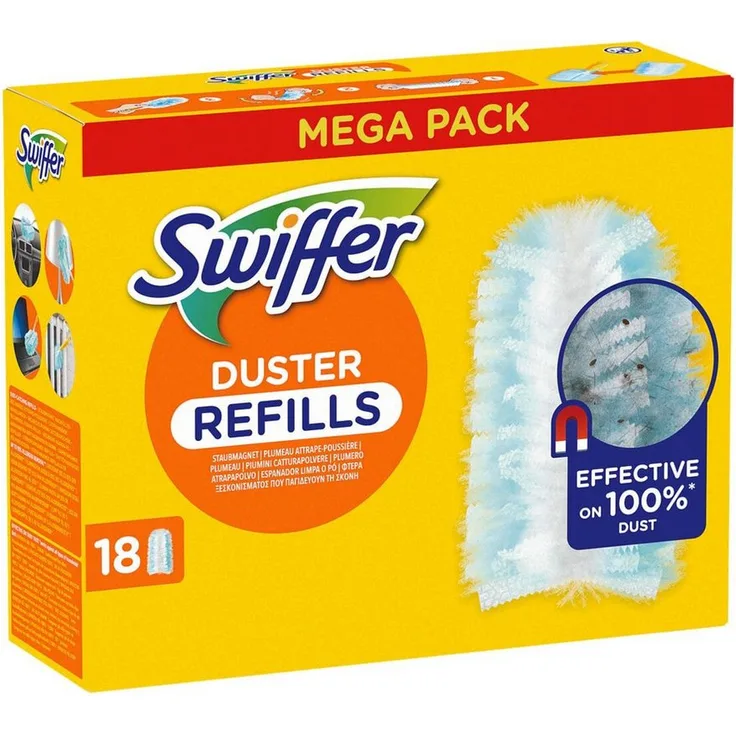 Swiffer Duster Staubmagnet, Nachfüllpack mit 18 Staubtüchern, ideal zum Einfangen von Tierhaaren