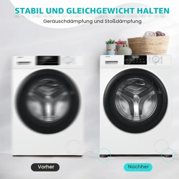 AiQInu Schwingungsdämpfer für Waschmaschinen, 4 Stück rutschfeste Antivibrationsfüße aus Silikon mit optimaler Geräuschreduzierung und Stabilität – Bild 3