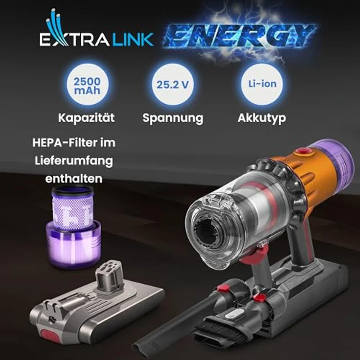 Extralink Dyson V12 Ersatzakku 25,2V 2500mAh mit Filter für Kabel- und handstaubsauger – Bild 3
