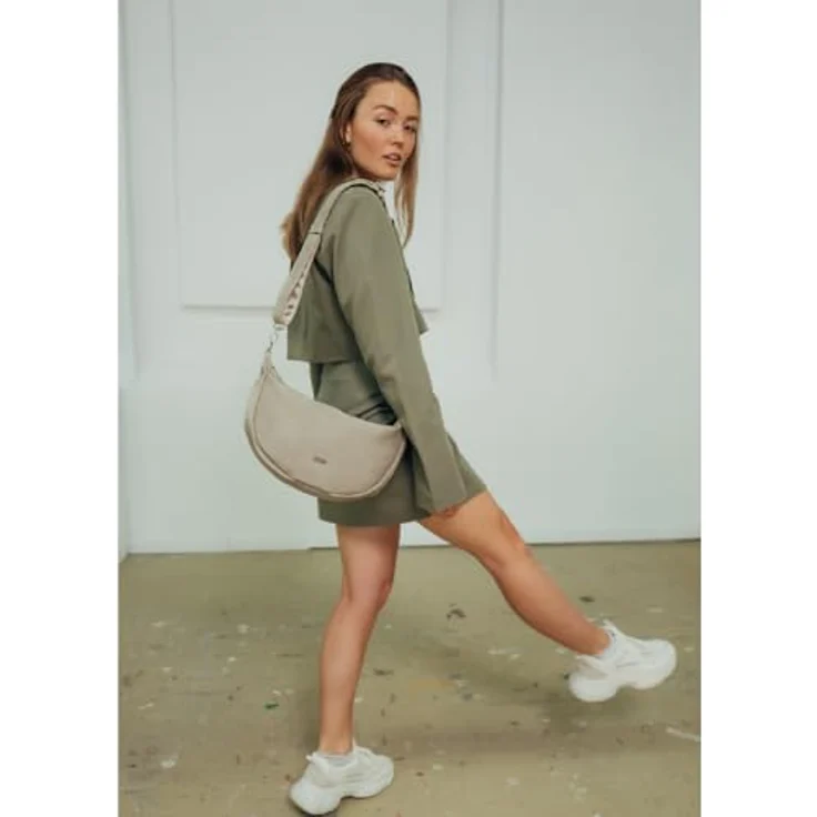 Zwei Mademoiselle.M M70 Half-Moon Bag, Umhängetasche in Nubuk-Linen, 4L Volumen, wasserabweisend, 31x20x10 cm, verstellbarer Schulterriemen – Bild 6