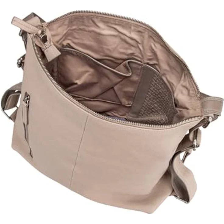 Burkely Soft Skylar Backpack Hobo, Handtasche in Grau, vielseitig tragbar als Rucksack oder Schultertasche, hochwertiges Rindsleder – Bild 4