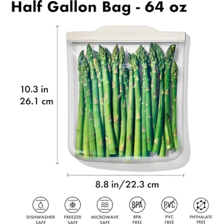 OXO Good Grips Wiederverwendbare Silikonbeutel, flacher Beutel, 1800 ml, ideal für sous-vide, lebensmitteltaugliches Silikon – Bild 9