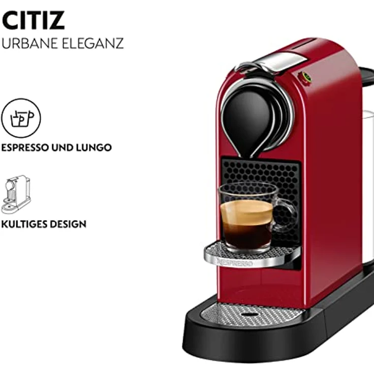Krups Nespresso XN7415 New CitiZ Kaffeekapselmaschine (1260 Watt, 19 bar Pumpendruck, Wassertankkapazität: 1 Liter) Rot – Bild 2