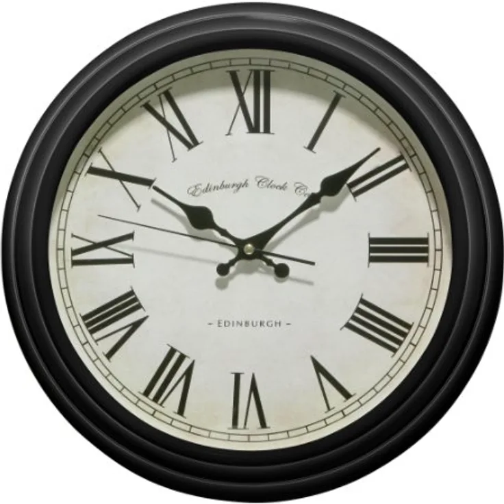 Premier Housewares Ltd Schwarz gefütterte Rim-Wanduhr, Kunststoff, 8x36x36