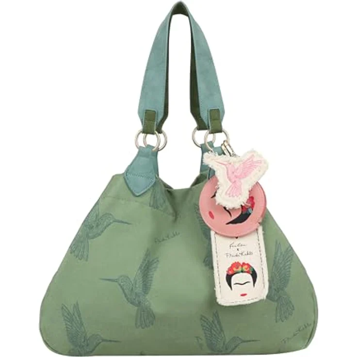 Fritzi aus Preußen Fritzi x Frida Kahlo Izzy Medium Limited Shopper Tasche, 42 cm x 15 cm x 29 cm, grün, 100% Polyester – Bild 1
