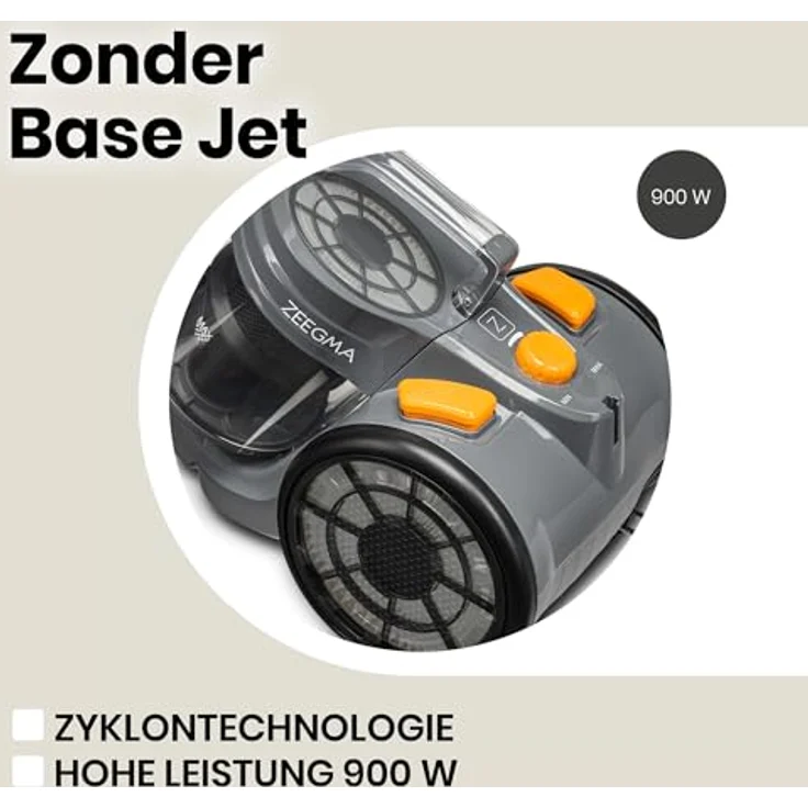 Zeegma Zonder Base Jet Staubsauger beutellos mit Set von Aufsätzen Zyklontechnologie PowerSuction Au – Bild 5