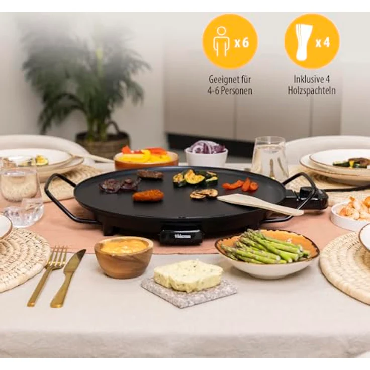 Tristar Tischgrill, Elektrischer Teppanyaki flache Brat-Platte Ø40cm für 4-6 Personen, 2000 W – Bild 6