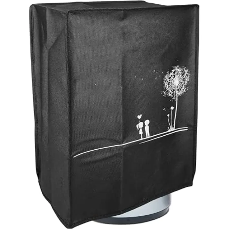 kwmobile Hülle kompatibel mit Ninja CREAMi, Küchenmaschine Abdeckhaube in Weiß Schwarz Pusteblume Love, Schutz vor Staub und Spritzern