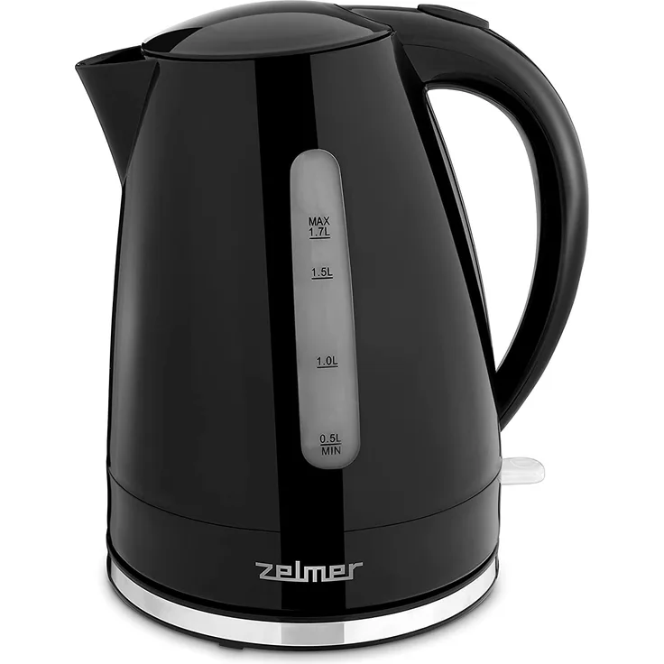 Zelmer ZCK7617B, elektrischer Wasserkocher, 1,7 L, 2200 W, Schwarz, mit Wasserstandsanzeige und Kalkfilter
