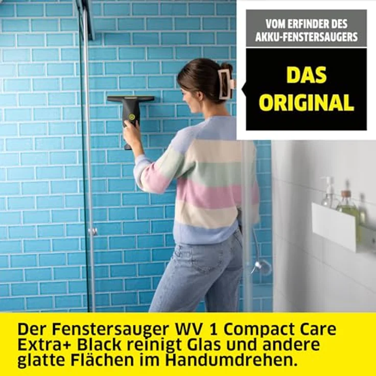 Kärcher WV 1 Compact Care Extra+ Fenstersauger, streifenfreie Reinigung, ergonomisches Design, schwarz – Bild 2