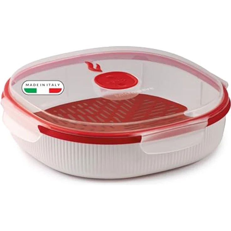 Snips Dampfgarer für Mikrowelle 2L, Weiß, mit Herausnehmbarem Korb und Dampfventil, Spülmaschinenfest, Made in Italy – Bild 1