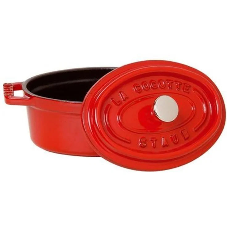 Staub 40509-857-0 Cocotte-Bräter, oval mit Deckel 29 cm, 4,25 L, mit mattschwarzer lierung im Inneren des Topfes, kirschrot – Bild 2