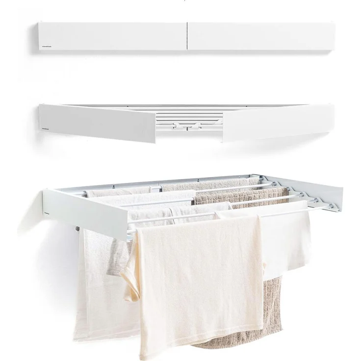 InnovaGoods Dryva 100, Klappbarer, ausziehbarer Wand-Wäscheständer mit 6 m Trockenfläche und robusten, rostfreien Eisenstangen