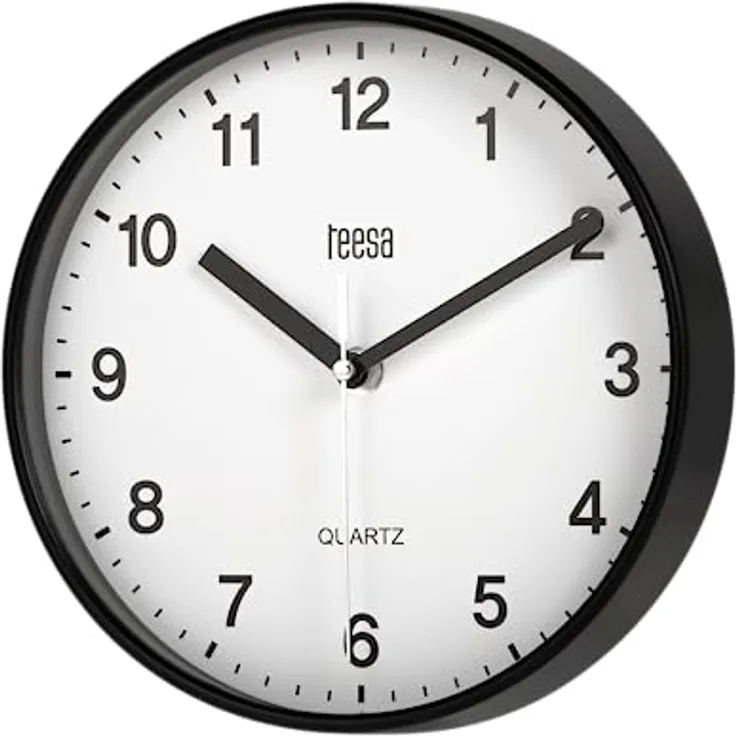 Teesa Uhr Analog Wand Universal 20 cm TSA0038B Schwarz