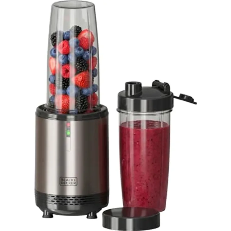 Black & Decker BXJBA1203E, Standmixer mit 1000 Watt Leistung, 700 ml Tritan-Behälter und Edelstahlklingen, spülmaschinenfest