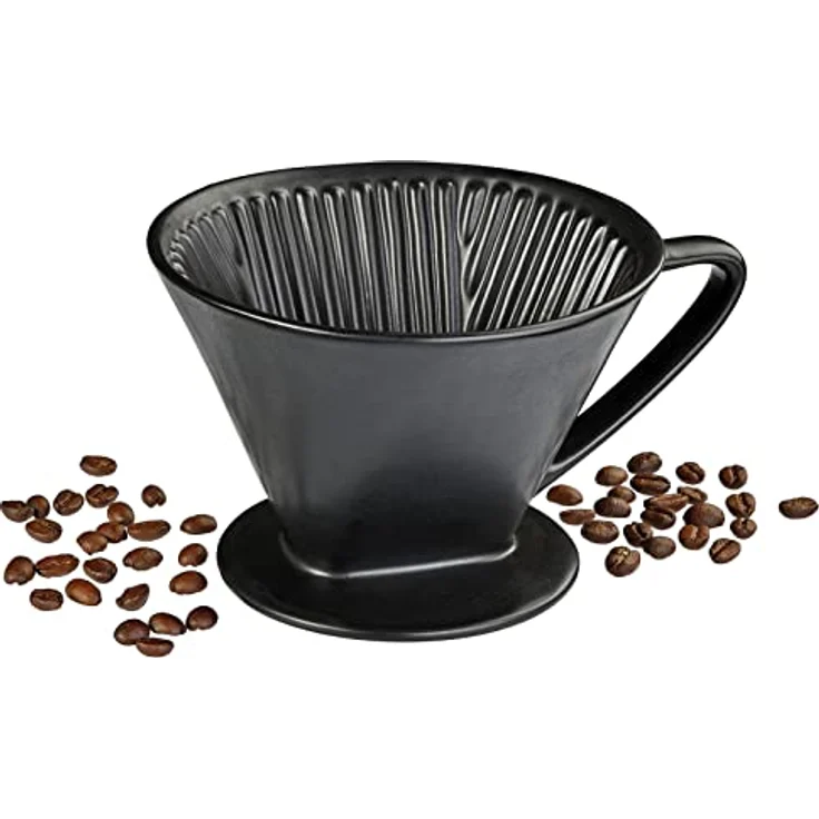 Kaffeefilter Matt Schwarz Permanentfilter Porzellanfilter Größe 4 cilio – Bild 1
