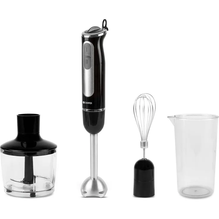 Champion Stabmixer MultiKit STM200, 600W, Edelstahl/Schwarz, mit stufenloser Geschwindigkeitsregelung und 4 Zubehörteilen