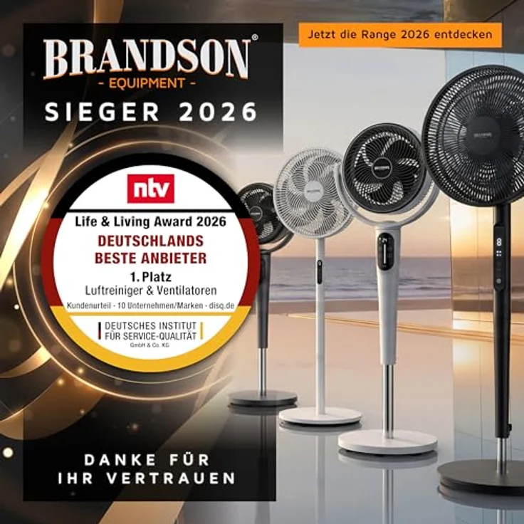 Brandson Standventilator Silent mit Fernbedienung und Display - mobiler Lüfter - Oszillation 80° - – Bild 3