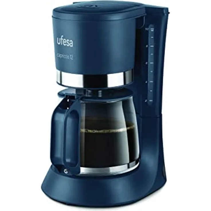 Ufesa CG7124 Capriccio 12 Kaffeemaschine, amerikanischer Filter, 12 Tassen, 1,2 l, 680 W, Permanentfilter, wiederverwendbar, Heizplatte, Antihaft-Beschichtung, Tropfsystem, automat Blau