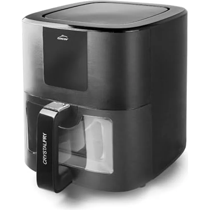 Lacor CrystalFry 69515, Ölfreie Heißluftfritteuse mit 8 Programmen, LED-Panel, 7 L Fassungsvermögen und Antihaftbeschichtung