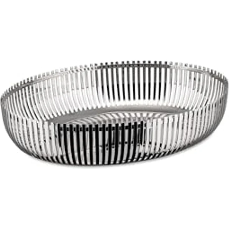 Alessi Brotkorb PCH06/26, ovaler Edelstahl Brotkorb mit glänzender Oberfläche und zarten Lichtreflexen – Bild 1