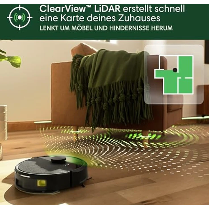 iRobot Roomba 105 Combo - Saugen + Wischen - Clearview LiDAR - 7000Pa - 120 mins - SmartScrub - Umfährt Hinderniss - Reinigungszonen - Aufladen und Fortfahren - App - Schwarz – Bild 5