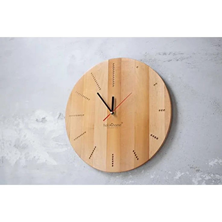 holz4home Wanduhr „Dots Round“ Aus Massiver Eiche | Handgefertigtes Unikat Ø 39cm - 2cm Tiefe | Vintage Stil – Bild 2