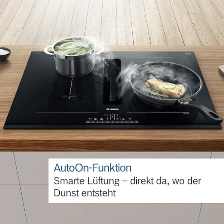 BOSCH Kochfeld mit Dunstabzug 6 PVQ811HGA6, Direct Select, PowerBoost, Restwärmeanzeige, Induktionskochfeld, 80 cm, Rahmenlos aufliegend – Bild 6