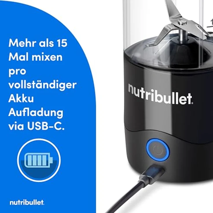 NutriBullet NBP003B, Tragbarer Mixer, 0,475 l, Pulsfunktion, Eis-Crusher, 0,4237 m, Schwarz – Bild 3