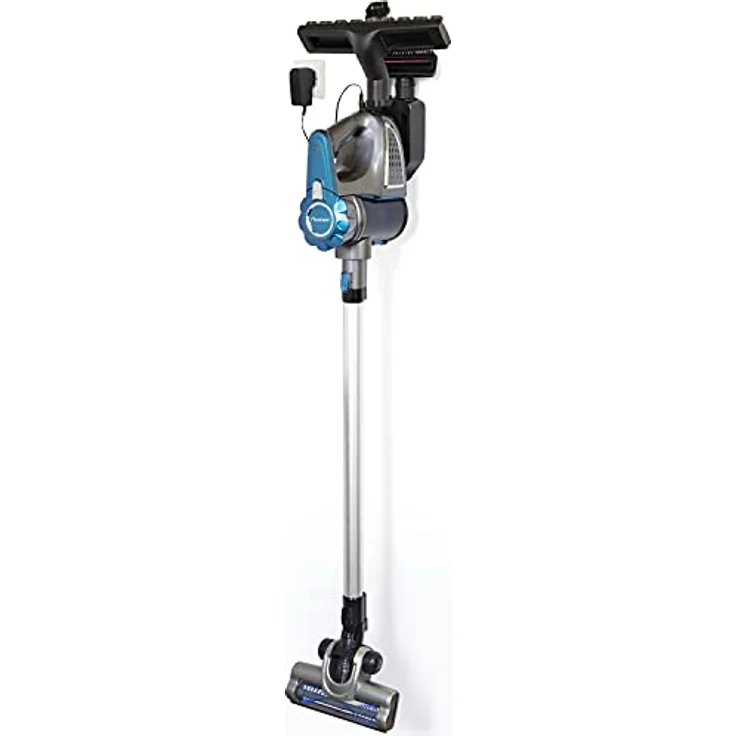 Bestron Kabelloser Handstaubsauger mit Stab, Beutellos, Kapazität: 0,6 l, 120 Watt, Blau-Grau – Bild 4