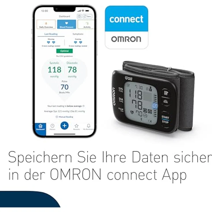 Omron RS7 Intelli IT Handgelenk-Blutdruckmessgerät, mit Positionierungssensor und Bluetooth-Funktion für zu Hause und unterwegs – Bild 4