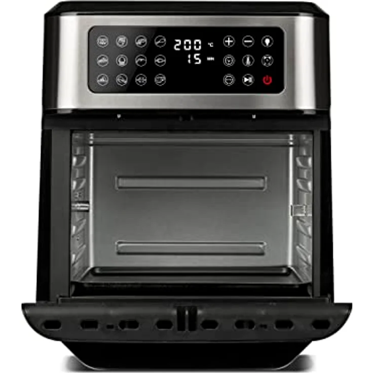 Girmi FG97 Air Fryer Backofen 1700 Watt, 12 Liter, 12 Programme, Schwarz/Stahl – Bild 3