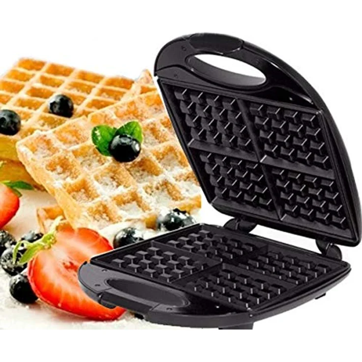 MPM MGO-20M Professionelles Waffeleisen für 2 Dicke belgische Waffeln, antihaftbeschichtete Platten, automatische Temperaturregelung, Edelstahlgehäuse, 1000W, 1000, Black-Silver – Bild 4
