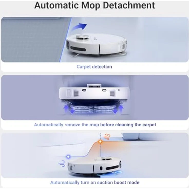 EZVIZ CS-RS20-MAX-TGA2, Staubsauger Roboter mit beutellosem Staubbehälter, Nasswischfunktion und Smart Home-Kompatibilität, Weiss – Bild 7