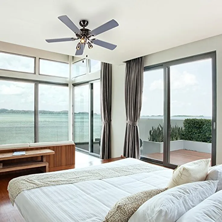 Qazqa - Modern Deckenventilator mit beleuchtung grau - Mistral 42 I Wohnzimmer I Schlafzimmer - Stahl Rund - LED geeignet GU10