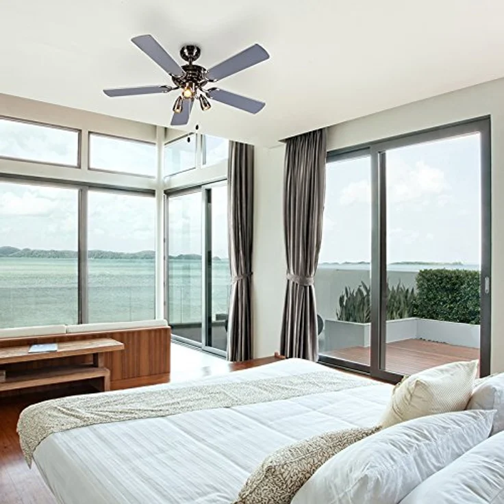 Qazqa - Modern Deckenventilator mit beleuchtung grau - Mistral 42 I Wohnzimmer I Schlafzimmer - Stahl Rund - LED geeignet GU10 – Bild 1