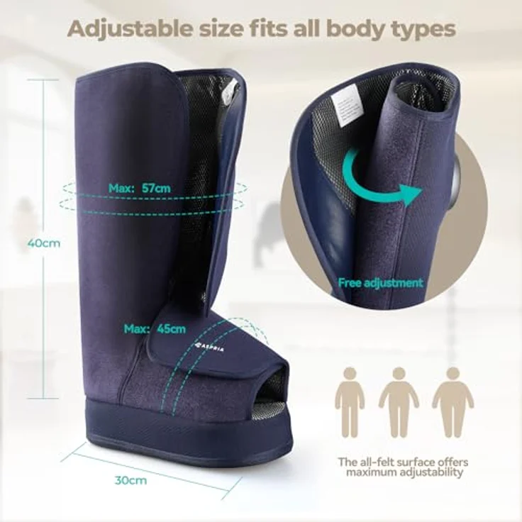 Aspria 2-in-1 Fußmassagegerät mit Luftkompression, Vibration und Wärmetherapie für geschwollene Beine, kabelloses Design (Blau) – Bild 2
